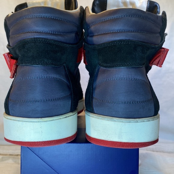 Louis Vuitton High Top Sneakers Black Suede Colorblock Pattern Red buckle white - Picture 6 of 9